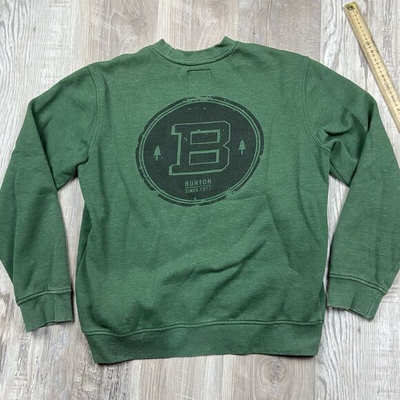 Burton Crewneck Sweatshirt Men's M Green Pullover  Snowboard‎ Winter Flaw Stain - Picture 2 of 10